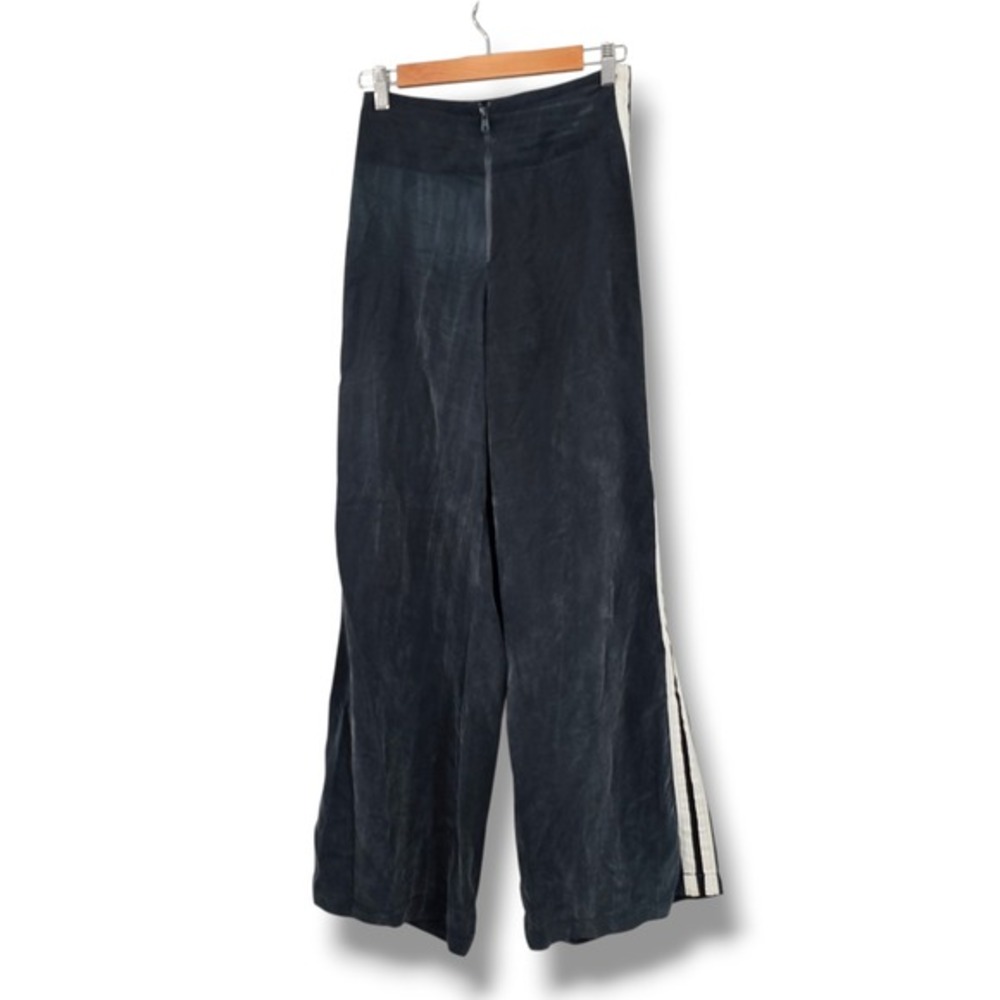 Tribe Kelley USA Faux‎ Silk Pants Women's XS Wide Leg White Stripe Back Zip